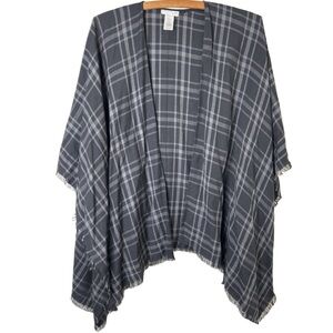 J. JILL Black and Gray Plaid Shawl Cover-Up Size One Size